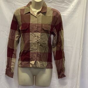 Christopher&Banks Maroon And Tan Flannel
